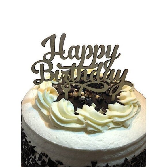 Happy Birthday Wooden Cake Topper - Celebration Cupcakes Decorating Pick New - Picture 1 of 5